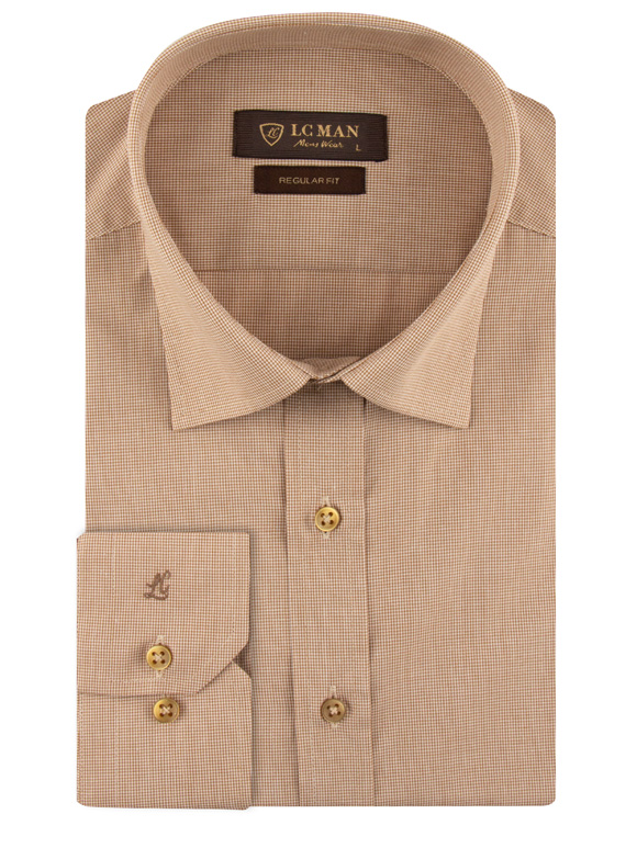 پیراهن قهوه ای چهارخانه ریز آستین بلند ال سی من 5