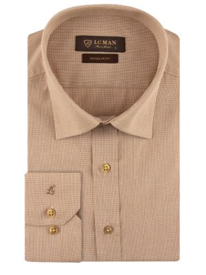 پیراهن قهوه ای چهارخانه ریز آستین بلند ال سی من 5