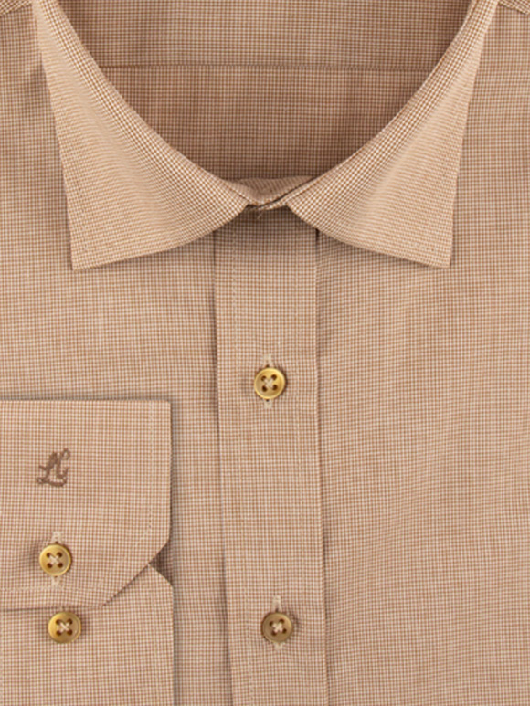 پیراهن قهوه ای چهارخانه ریز آستین بلند ال سی من 5