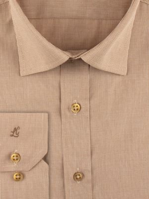 پیراهن قهوه ای چهارخانه ریز آستین بلند ال سی من 5