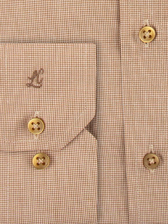 پیراهن قهوه ای چهارخانه ریز آستین بلند ال سی من 5