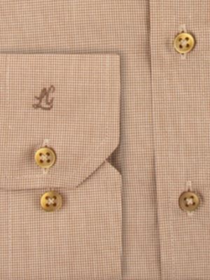 پیراهن قهوه ای چهارخانه ریز آستین بلند ال سی من 5