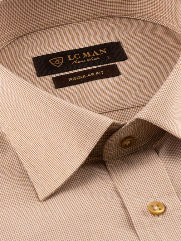 پیراهن قهوه ای چهارخانه ریز آستین بلند ال سی من 5