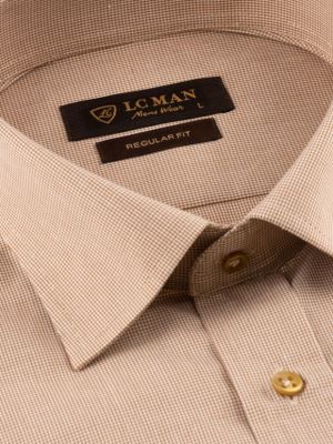 پیراهن قهوه ای چهارخانه ریز آستین بلند ال سی من 5