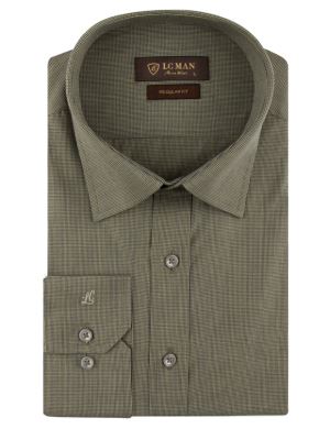 پیراهن سبز چهارخانه ریز آستین بلند ال سی من 2