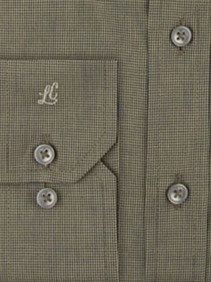 پیراهن سبز چهارخانه ریز آستین بلند ال سی من 2