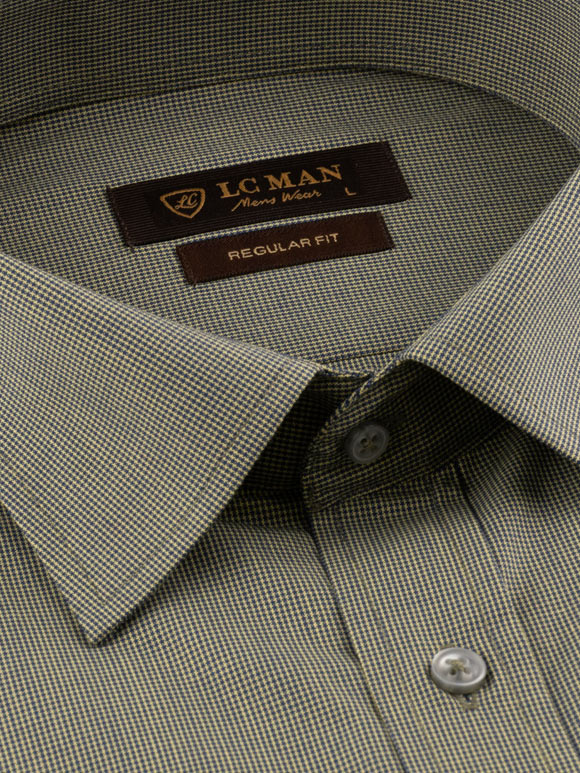 پیراهن سبز چهارخانه ریز آستین بلند ال سی من 2