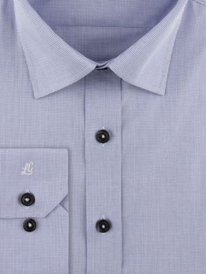 پیراهن آبی چهارخانه ریز آستین بلند ال سی من 6