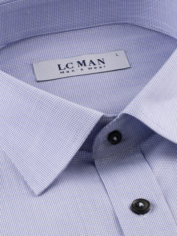 پیراهن آبی چهارخانه ریز آستین بلند ال سی من 6