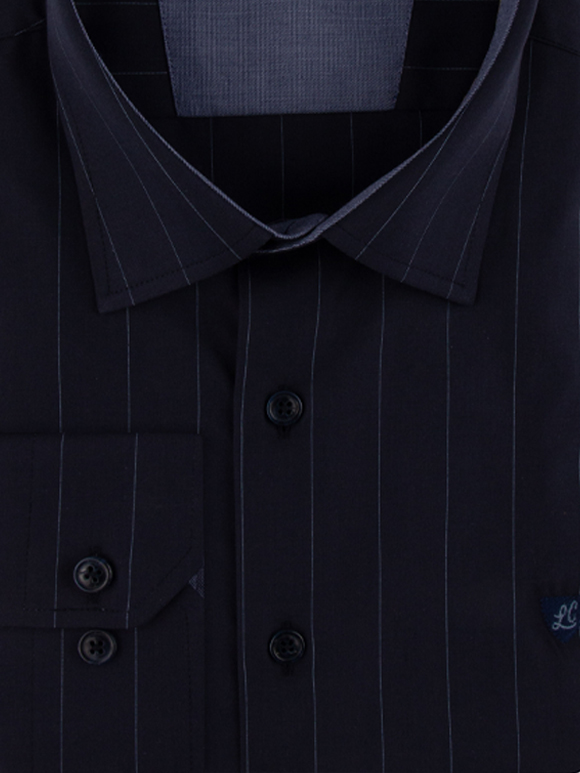 پیراهن مردانه سرمه ای راه راه آستین بلند 072