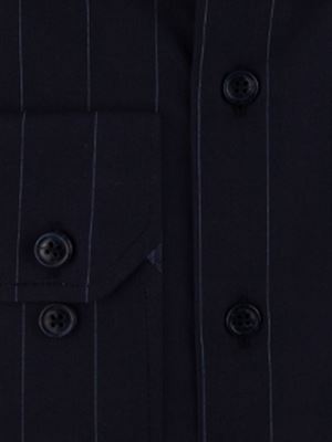 پیراهن مردانه سرمه ای راه راه آستین بلند 072