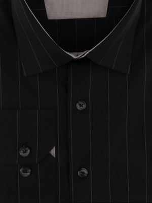 پیراهن مردانه مشکی راه راه آستین بلند ال سی من 072