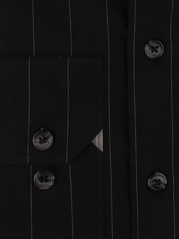 پیراهن مردانه مشکی راه راه آستین بلند ال سی من 072