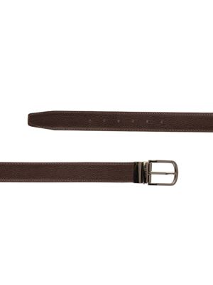 کمربندچرم قهوه ای زبانه دارسگک چرخشی  فولتر سگک نقره ای