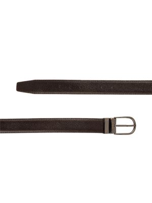 کمربند چرم  قهوه ای زبانه دار سگک چرخشی 