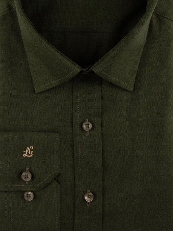 پیراهن ساده سبز تیره آستین بلند ال سی من 