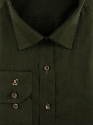 پیراهن ساده سبز تیره آستین بلند ال سی من 