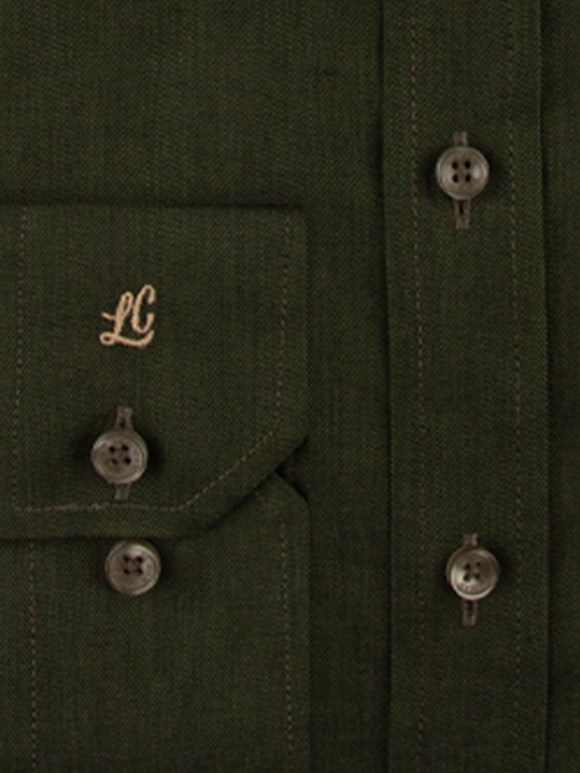 پیراهن ساده سبز تیره آستین بلند ال سی من 