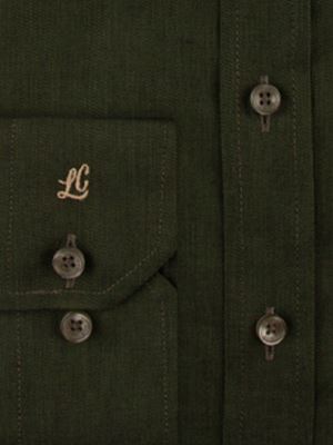 پیراهن ساده سبز تیره آستین بلند ال سی من 