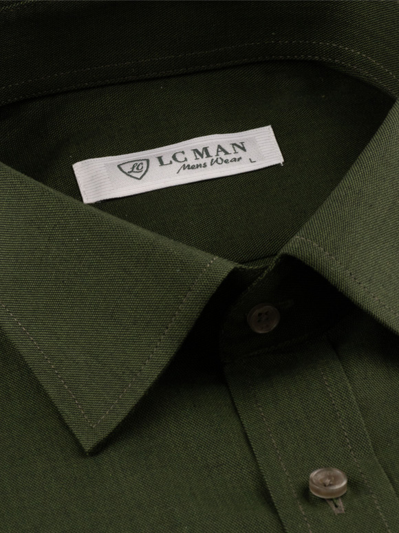 پیراهن ساده سبز تیره آستین بلند ال سی من 