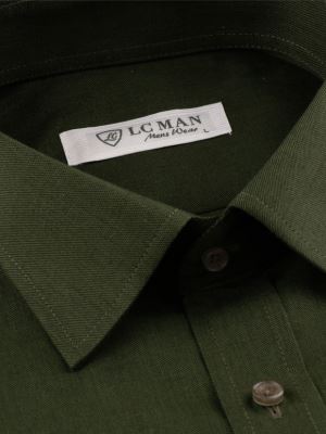 پیراهن ساده سبز تیره آستین بلند ال سی من 