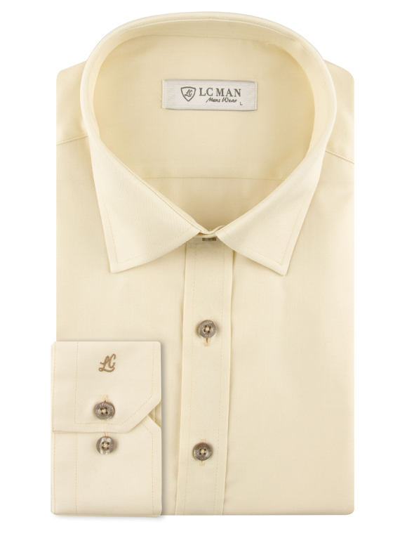 پیراهن ساده شیری آستین بلند ال سی من 