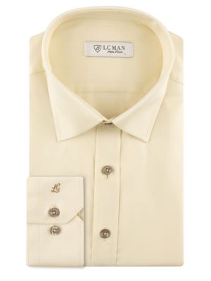 پیراهن ساده شیری آستین بلند ال سی من 