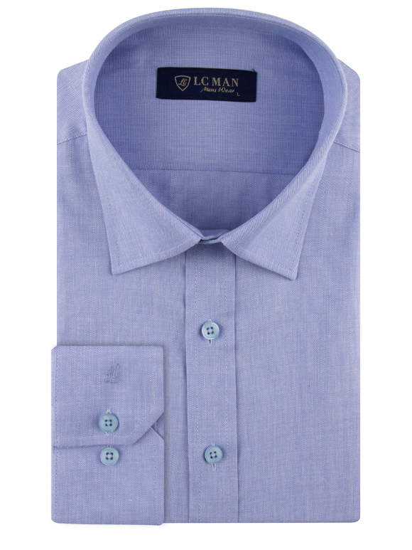 پیراهن آبی روشن ساده آستین بلند ال سی من 6