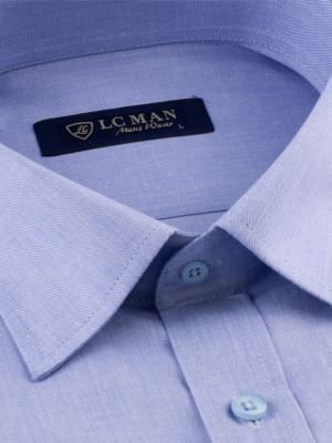 پیراهن آبی روشن ساده آستین بلند ال سی من 6