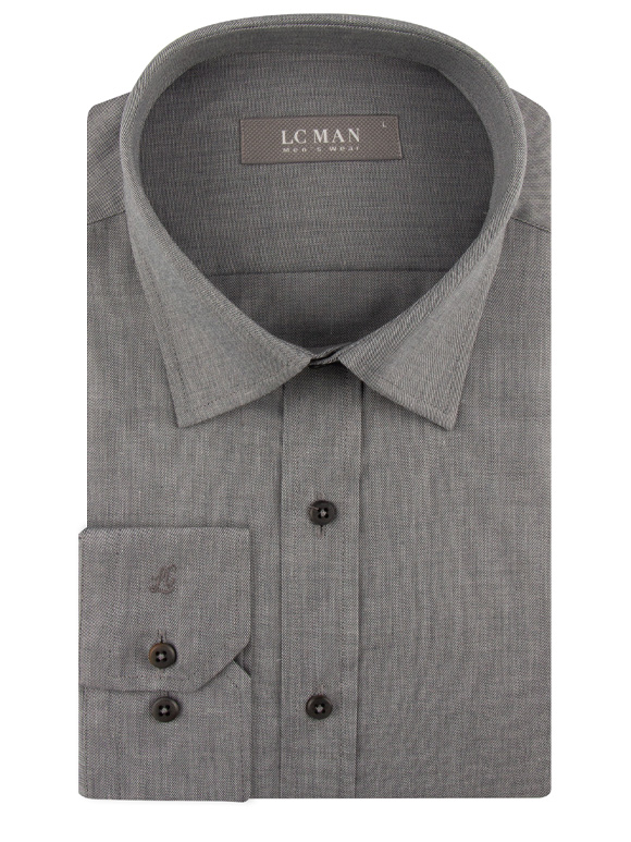 پیراهن مردانه طوسی آستین بلند ال سی من 071