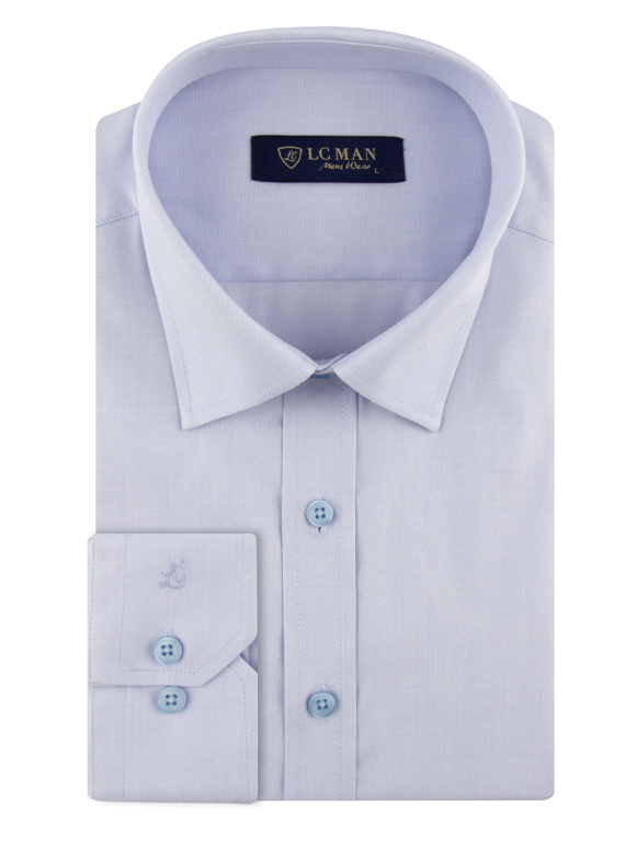 پیراهن مردانه آبی روشن آستین بلند ساده ال سی من 
