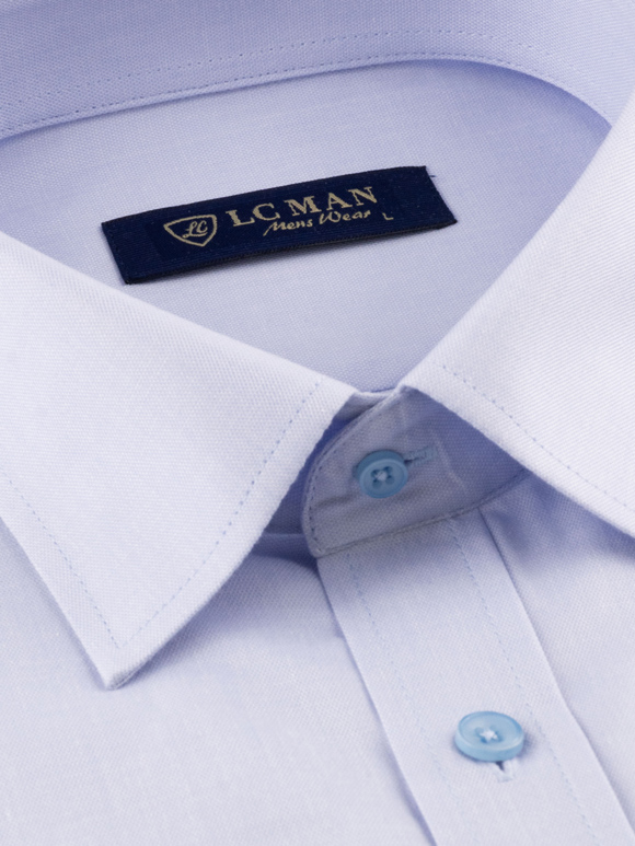 پیراهن مردانه آبی روشن آستین بلند ساده ال سی من 
