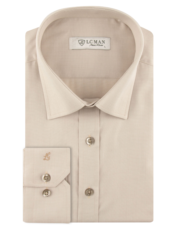 پیراهن ساده کرم آستین بلند ال سی من 3