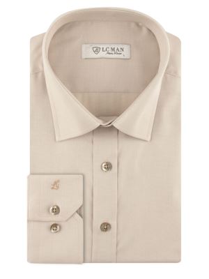 پیراهن ساده کرم آستین بلند ال سی من 3