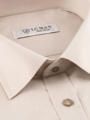 پیراهن ساده کرم آستین بلند ال سی من 3