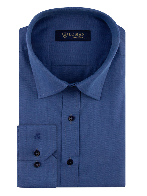 پیراهن آبی آستین بلند ساده ال سی من 4 