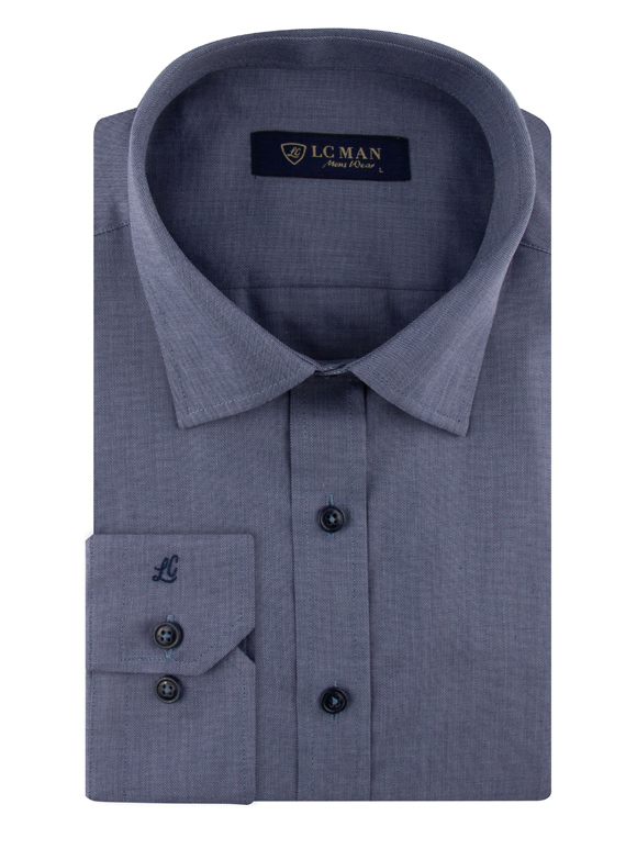 پیراهن آبی تیره آستین بلند ال سی من 4
