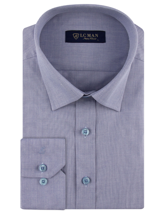 پیراهن آبی ساده آستین بلند ال سی من 9