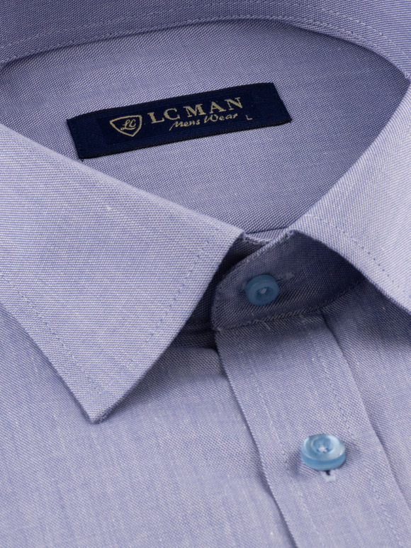 پیراهن آبی ساده آستین بلند ال سی من 9