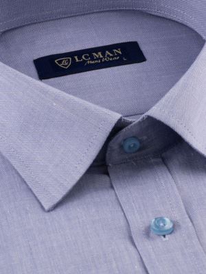 پیراهن آبی ساده آستین بلند ال سی من 9