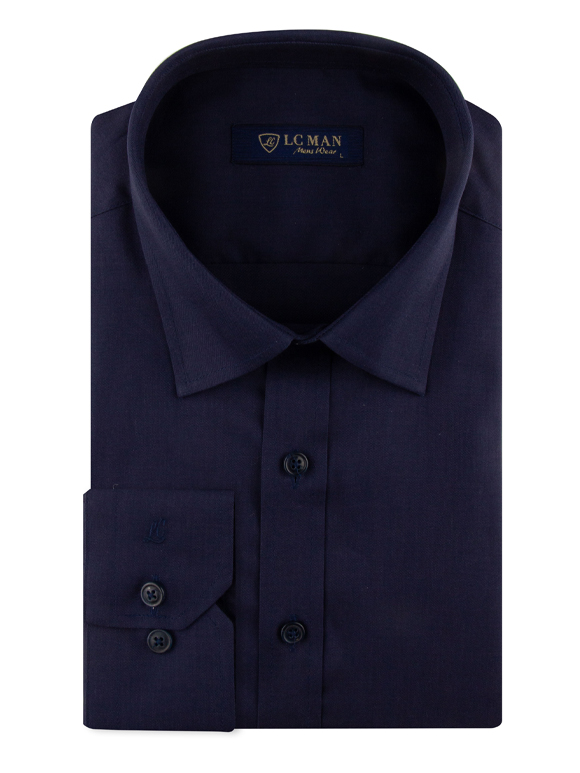 پیراهن سرمه ای تیره ساده آستین بلند ال سی من 4