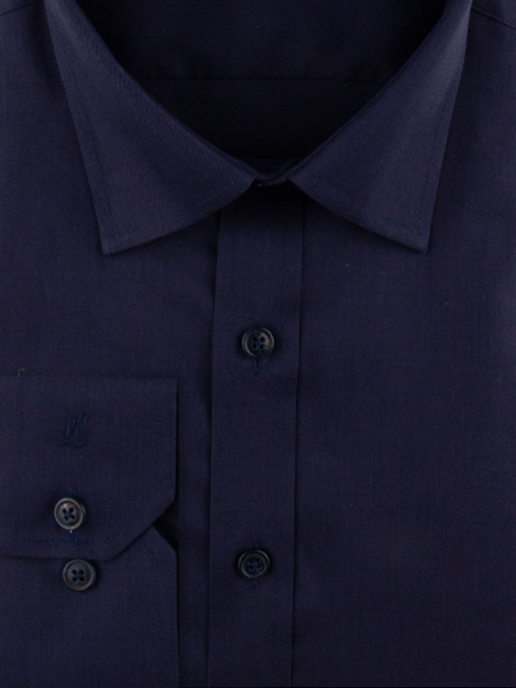 پیراهن سرمه ای تیره ساده آستین بلند ال سی من 4