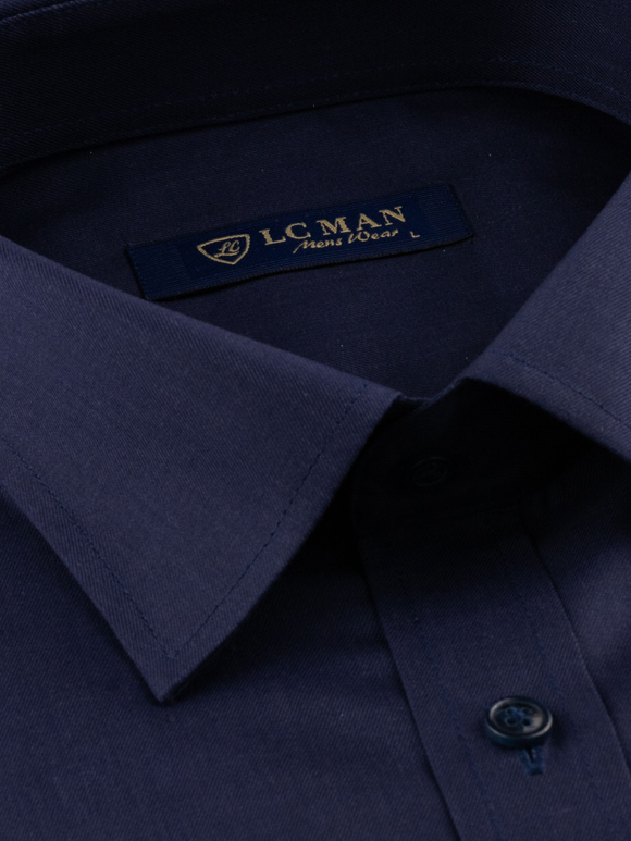 پیراهن سرمه ای تیره ساده آستین بلند ال سی من 4