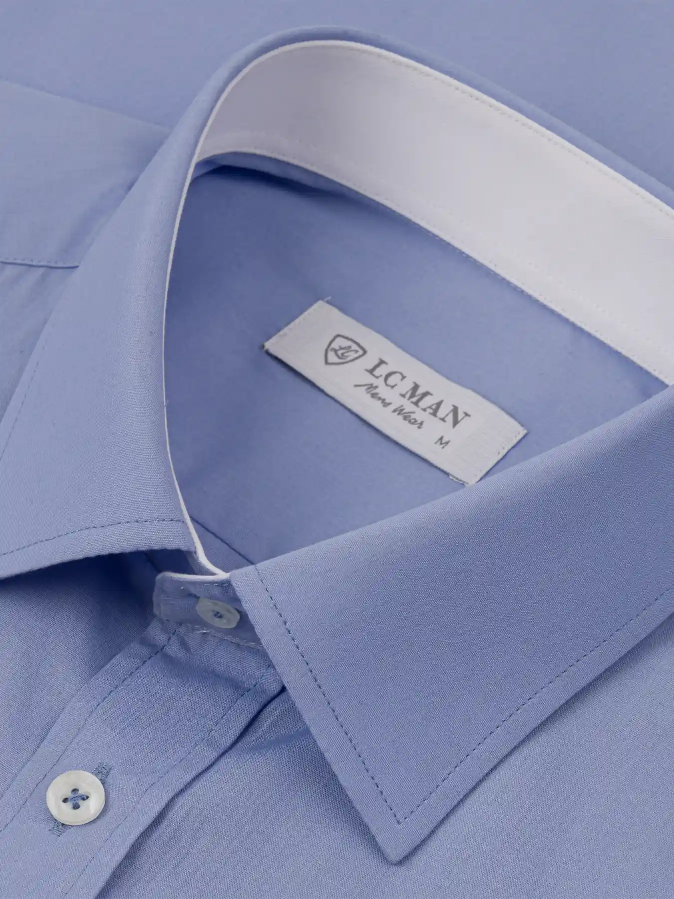 پیراهن آستین بلند آبی ساده ال سی من