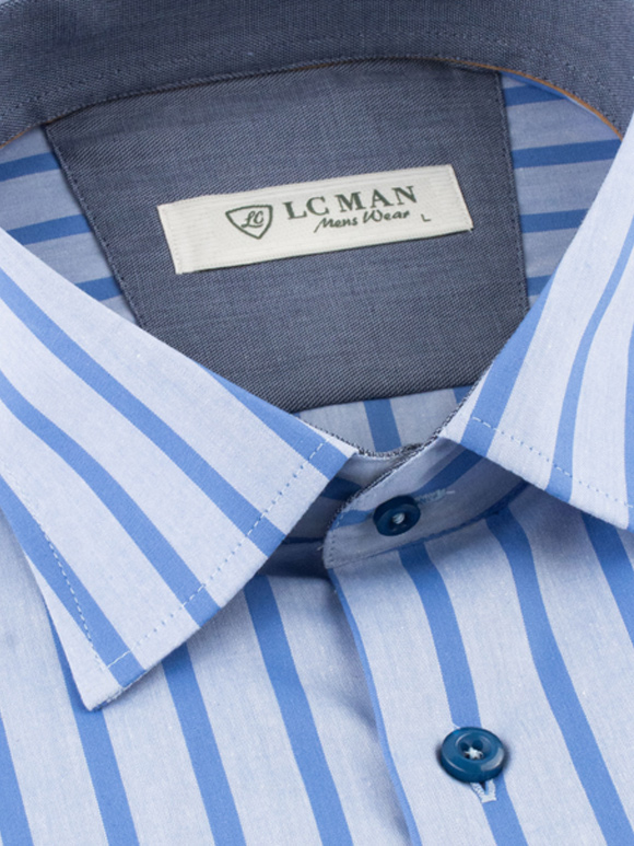 پیراهن مردانه راه راه آستین بلند ال سی من 078