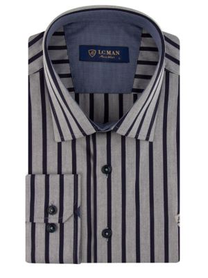 پیراهن مردانه راه راه آستین بلند ال سی من 078