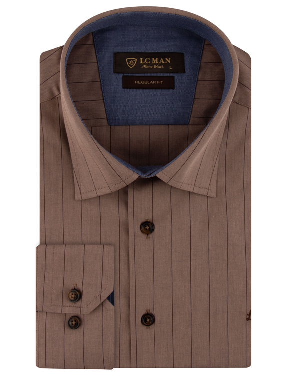 پیراهن مردانه راه راه آستین بلند ال سی من 077