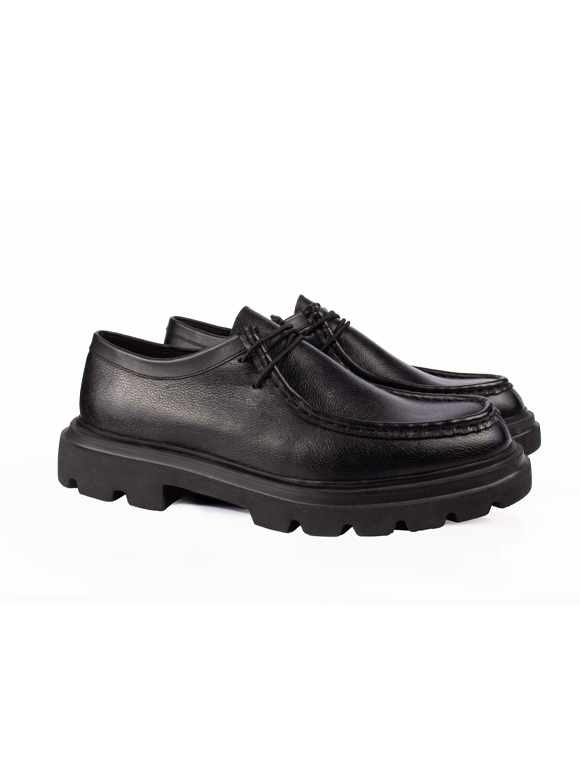 کفش مردانه  مشکی بند دار چرم 1005