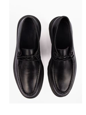 کفش مردانه  مشکی بند دار چرم 1005