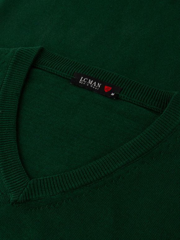 پلیور بافت یقه هفت سبز مردانه